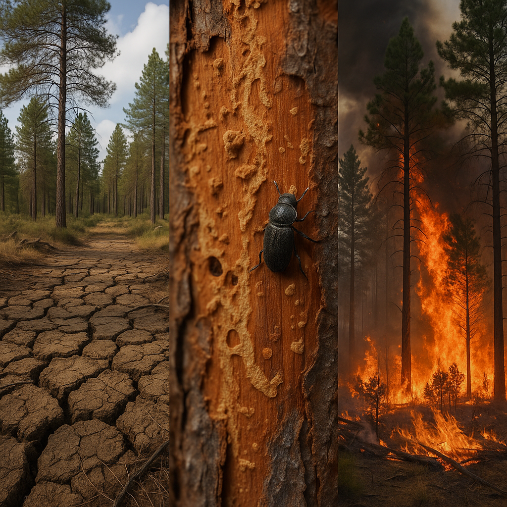 Główne zagrożenia dla lasów: susza, szkodniki, pożary.
