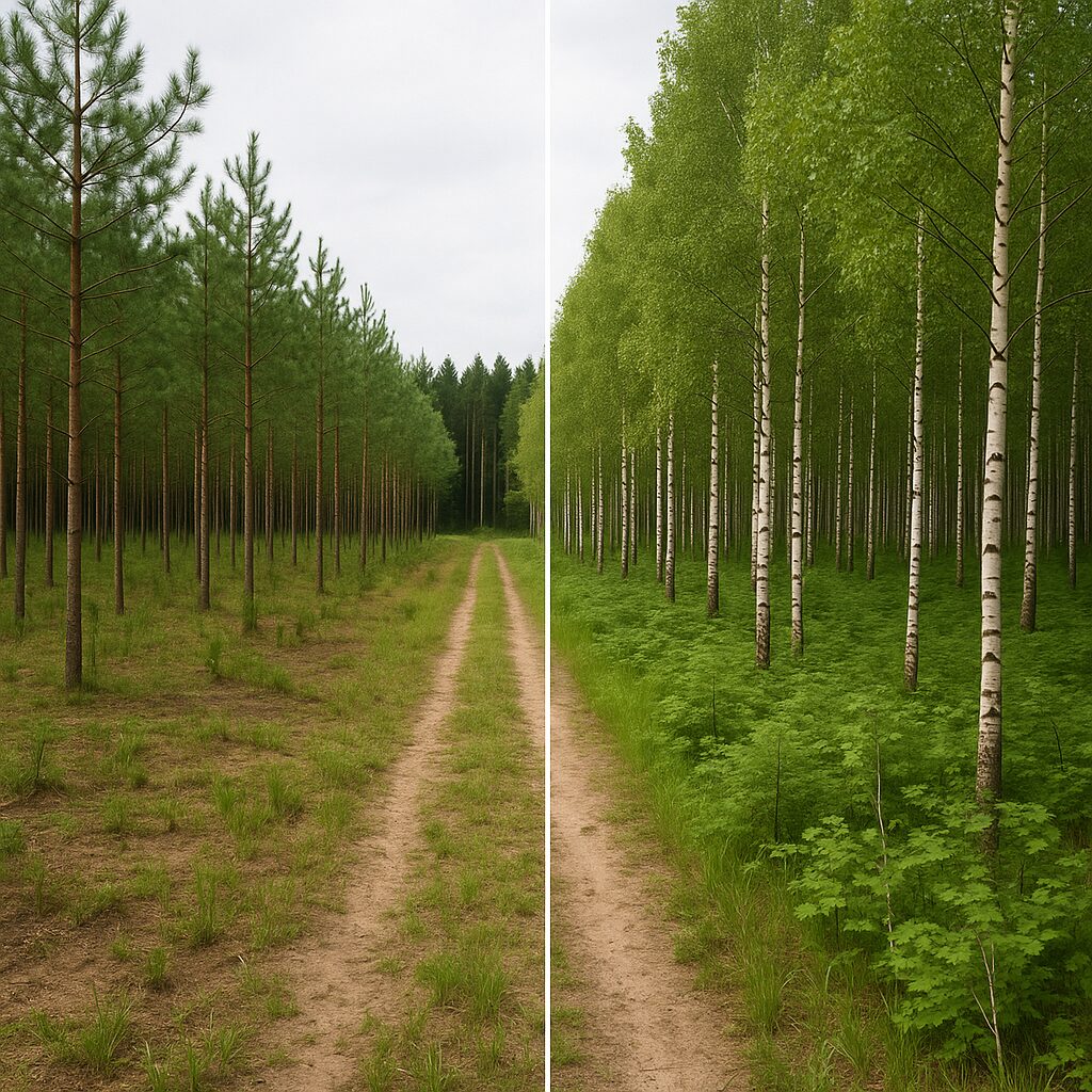 Czy wybór gatunków drzew przy odnowie ma znaczenie — przykłady.