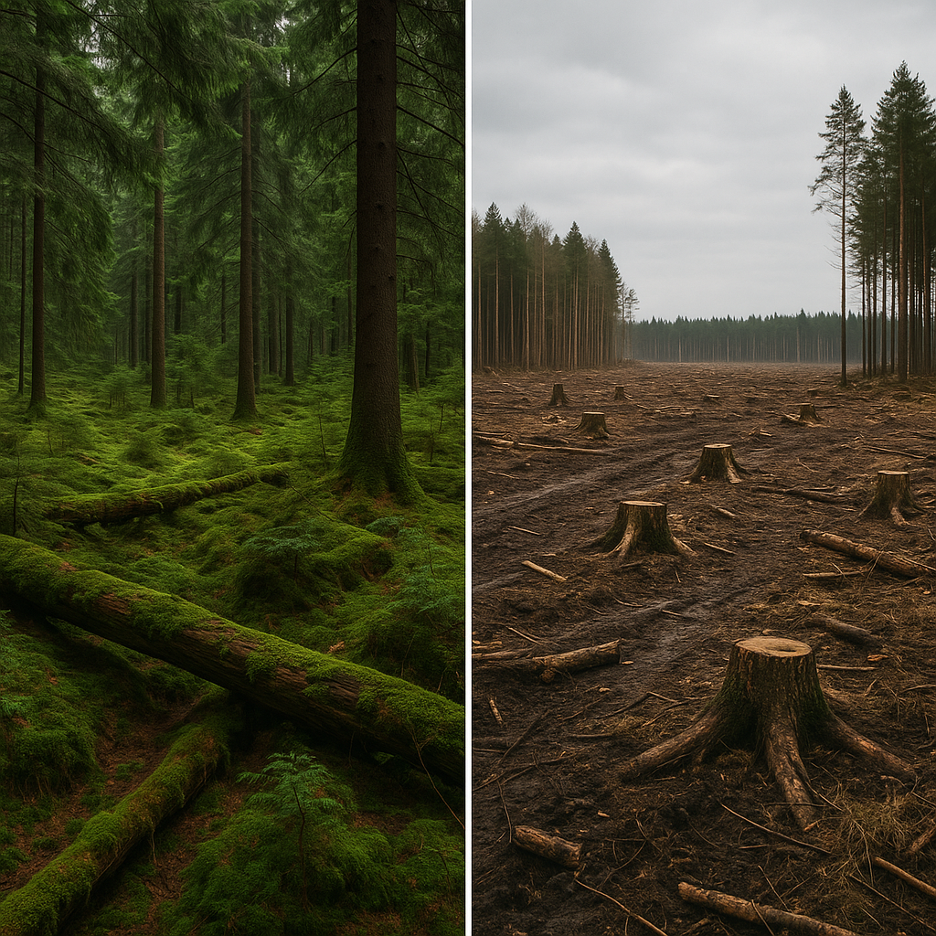 Lasy dawniej i dziś — zmiany w użytkowaniu lasów na przestrzeni dekad.