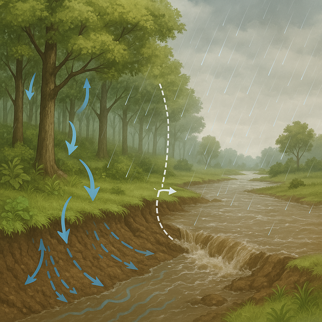 Jak lasy absorbują wodę i zapobiegają powodziom.