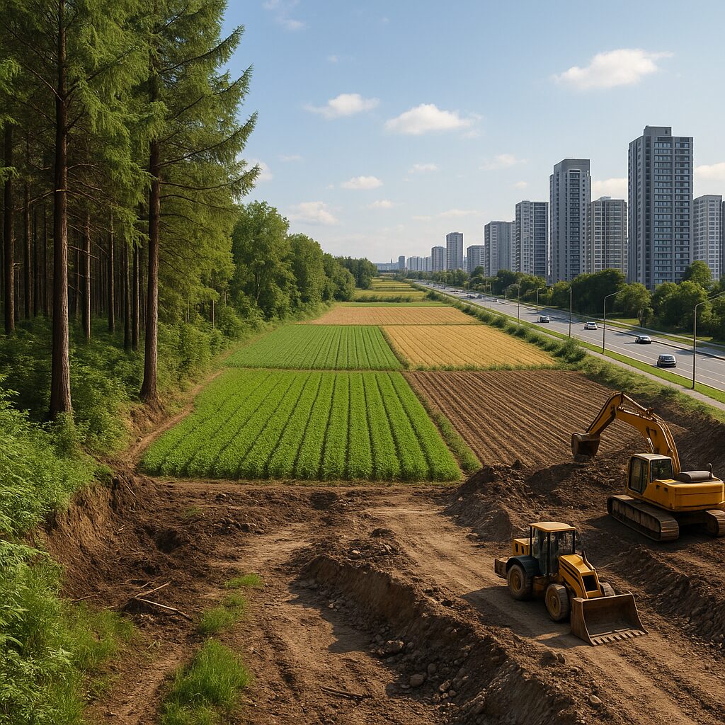 Las a zmiany antropogeniczne — urbanizacja, rolnictwo, przekształcanie terenu.
