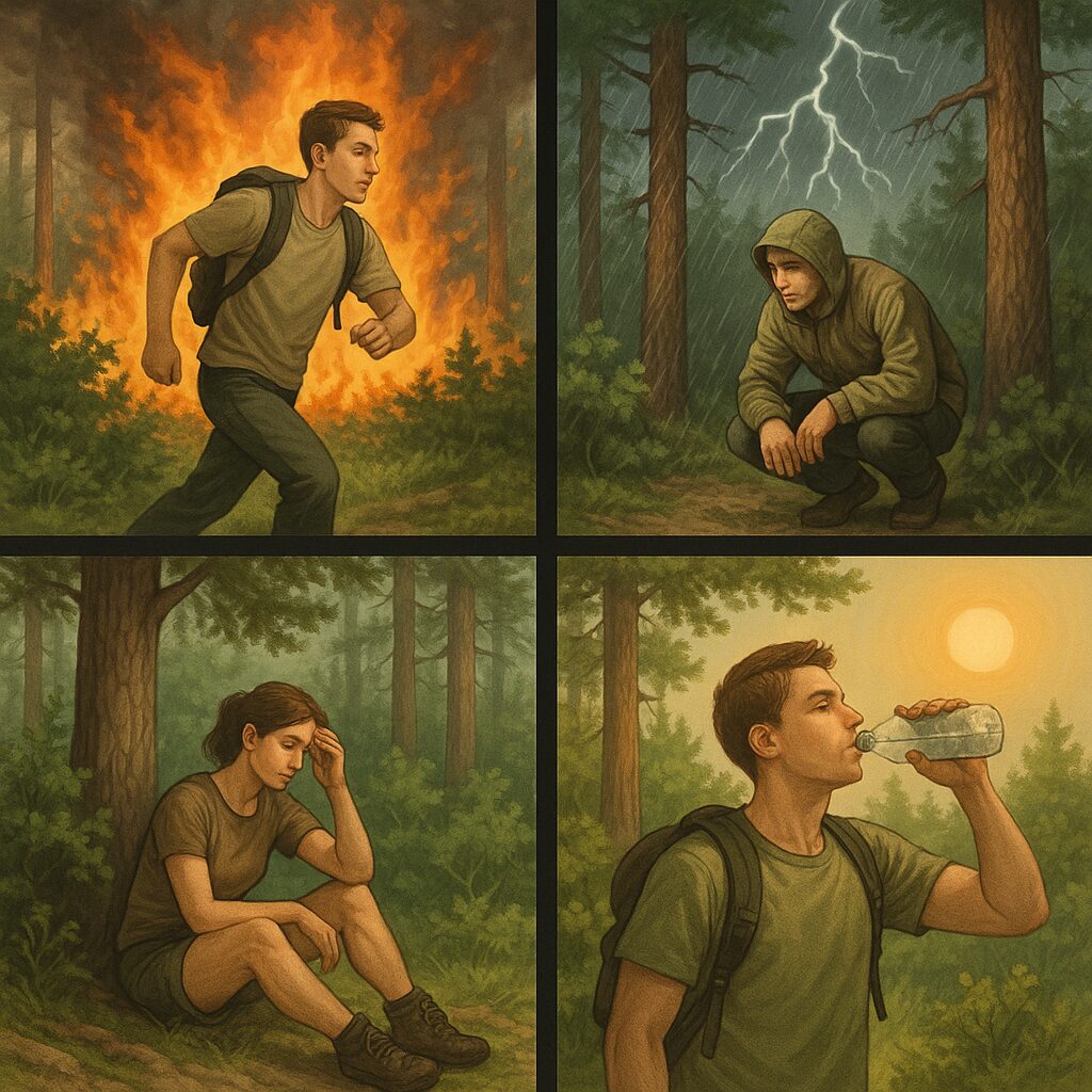 Las i bezpieczeństwo — co robić w przypadku pożaru, burzy, upału w lesie.