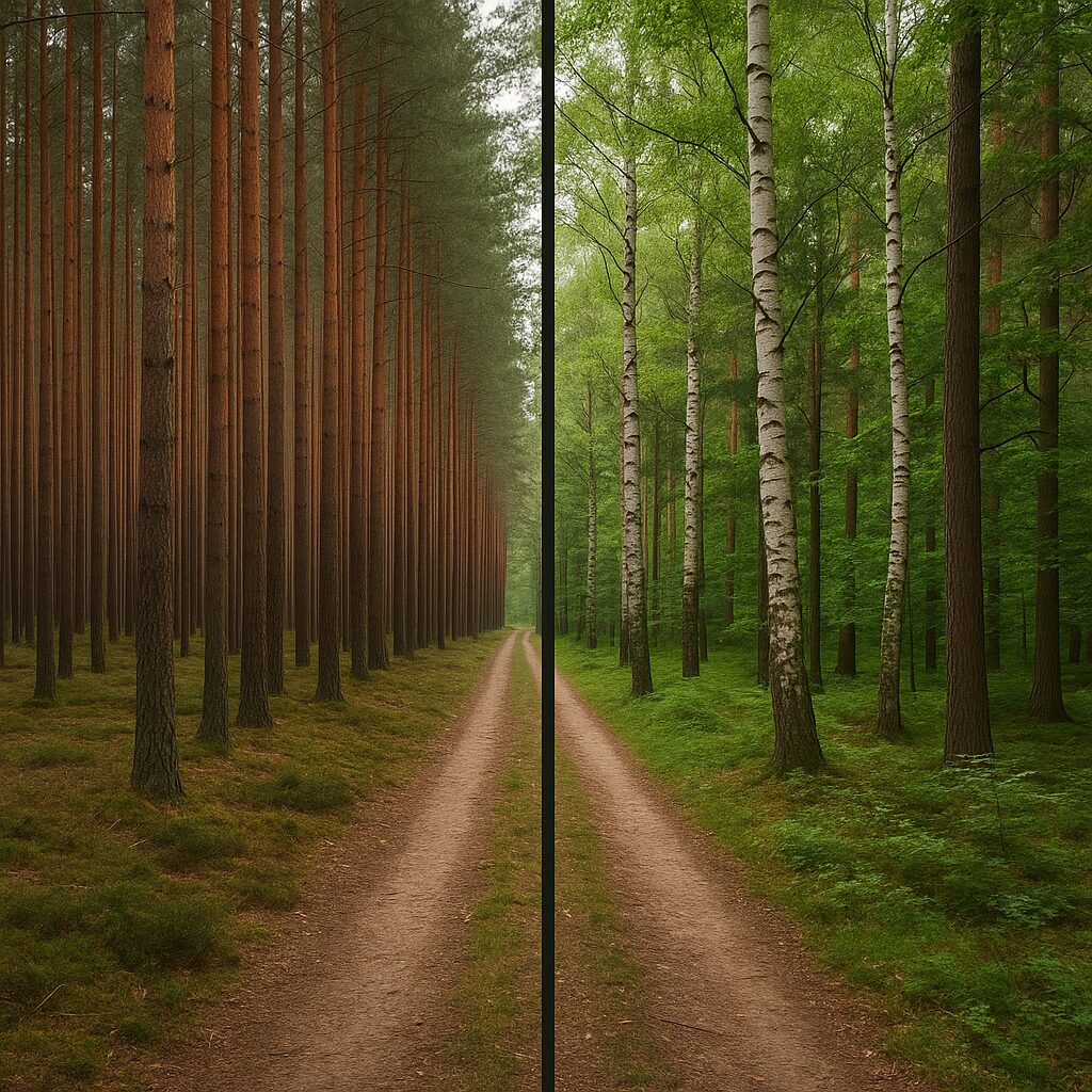 Las jednorodny vs mieszany — który jest odporniejszy na zmiany środowiskowe?