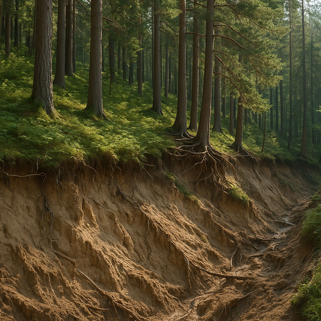 Ochrona gleby w lasach — jak lasy zapobiegają erozji i osuwiskom.