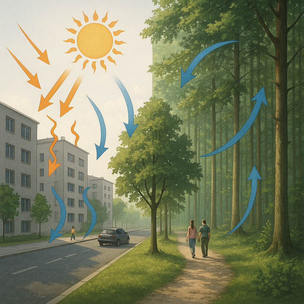 Las a klimat lokalny — wpływ drzewostanu na mikroklimat i komfort życia.
