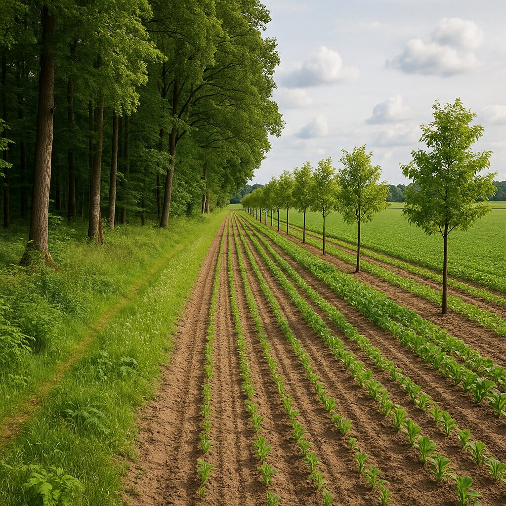 Las i gospodarka rolna — krawędzie lasu, agroforestry, współdziałanie z rolnictwem.