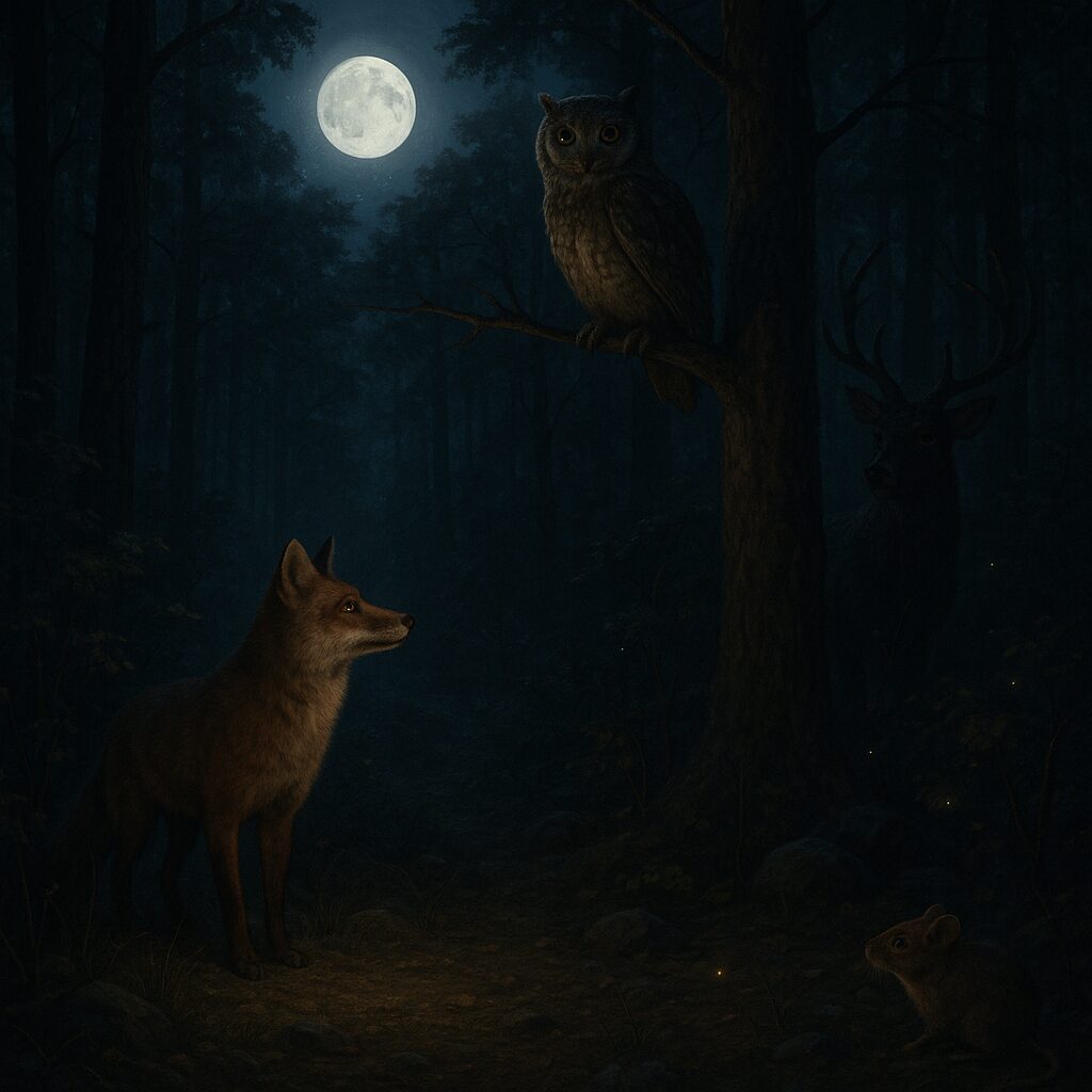 Las nocą — co dzieje się w lesie po zmroku? Zwierzęta, dźwięki, światło.