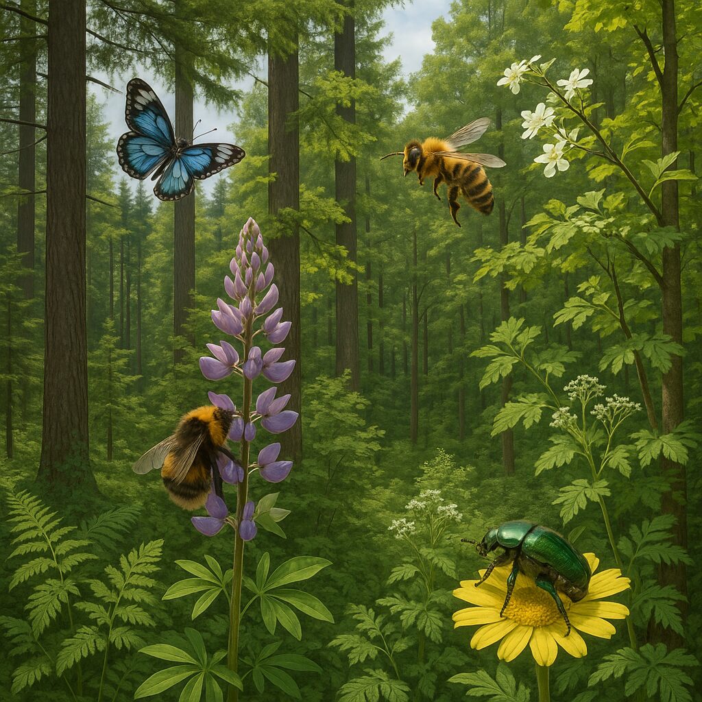 Znaczenie lasów dla zapylaczy — jak owady korzystają z różnych warstw drzewostanu.