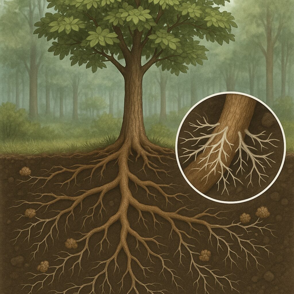 Co to jest mikoryza i jak pomaga drzewom przetrwać.