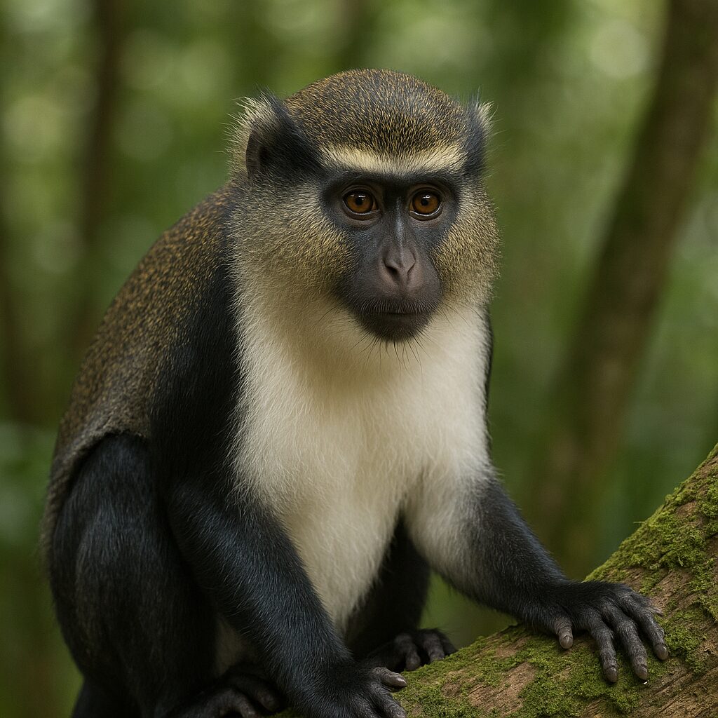 Koczkodan białobrzuchy – Cercopithecus leucampyx