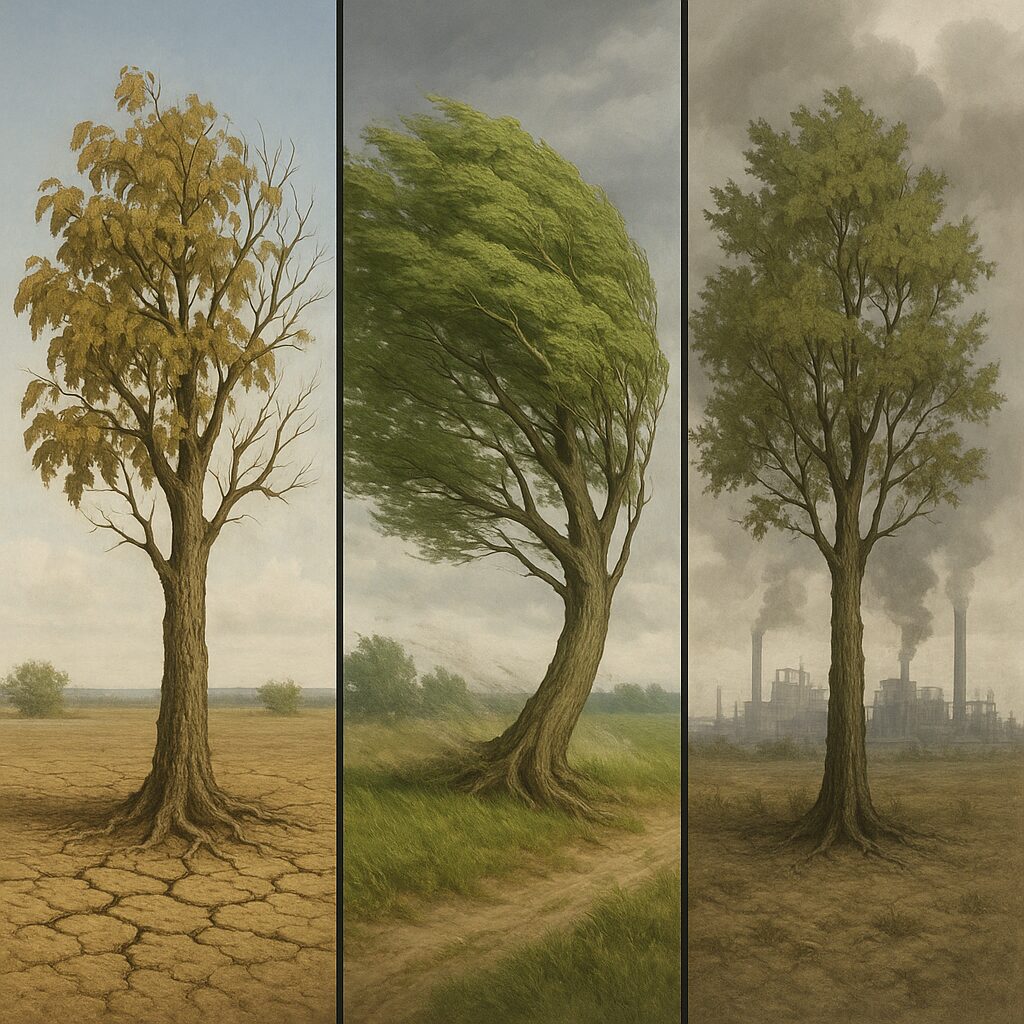 Jak drzewa reagują na stres – suszę, wiatr i zanieczyszczenia powietrza.