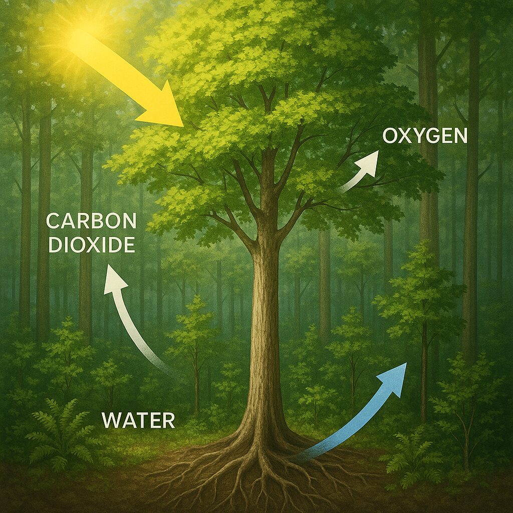 Jak działa fotosynteza w skali lasu – nauka w prostych słowach.