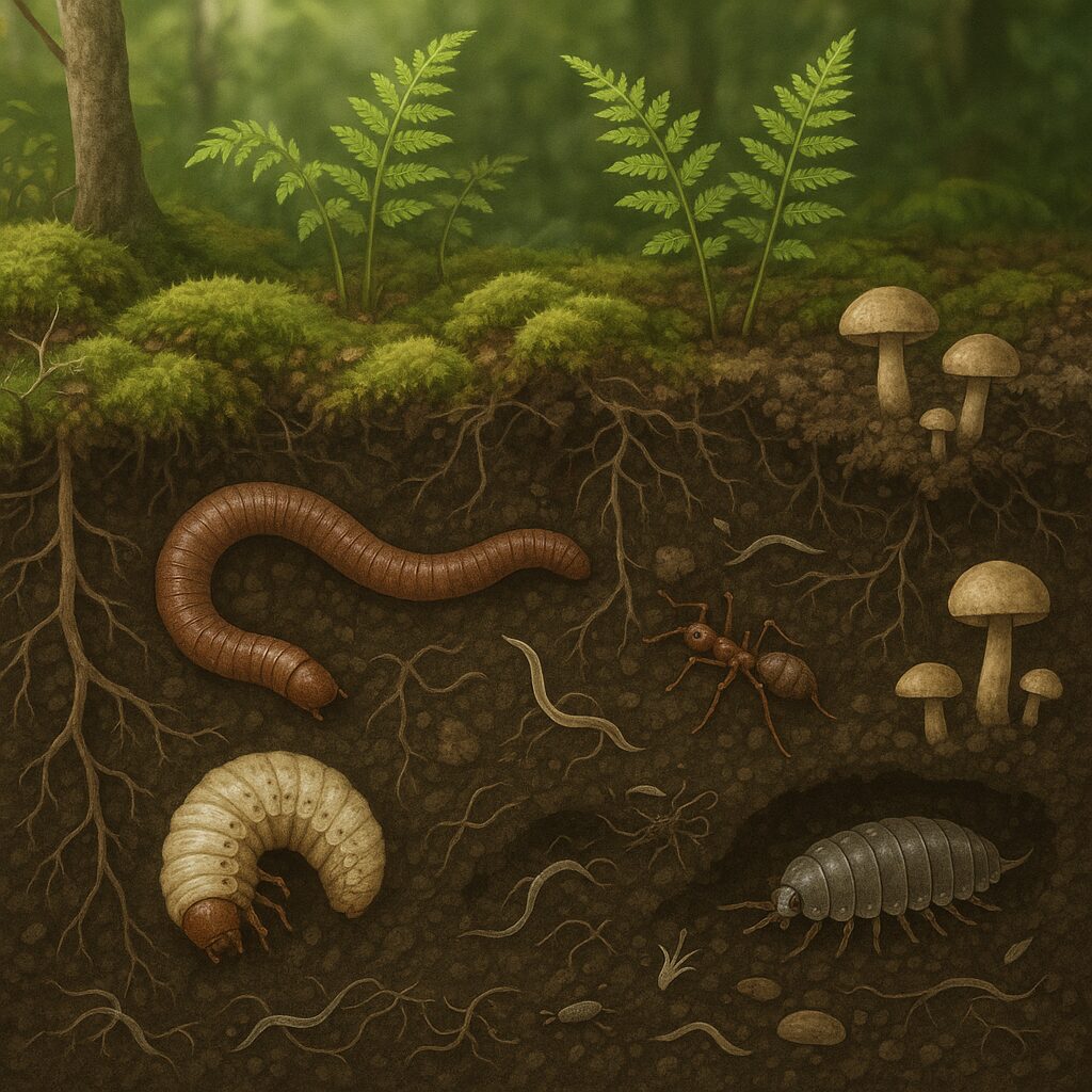 Podziemny świat lasu — życie drobnych organizmów w glebie.