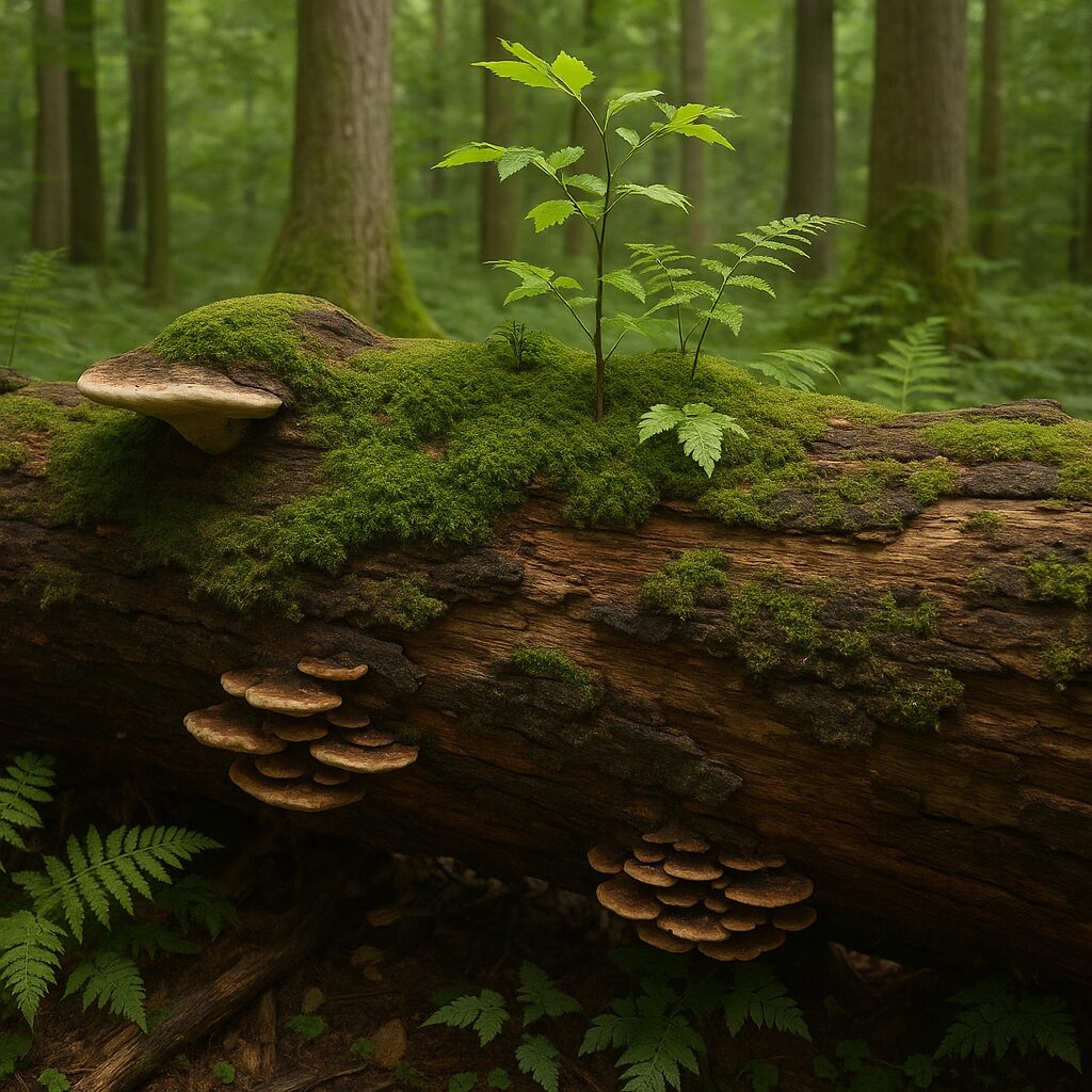 Rola martwego drewna w ekosystemie leśnym — „żywe drewno”.