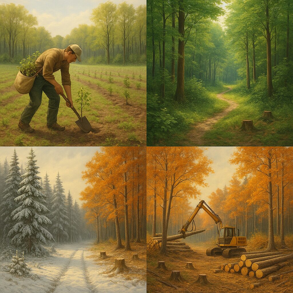 Wpływ zmian sezonowych na lasy — kiedy sadzić, kiedy wycinać, jak planować.