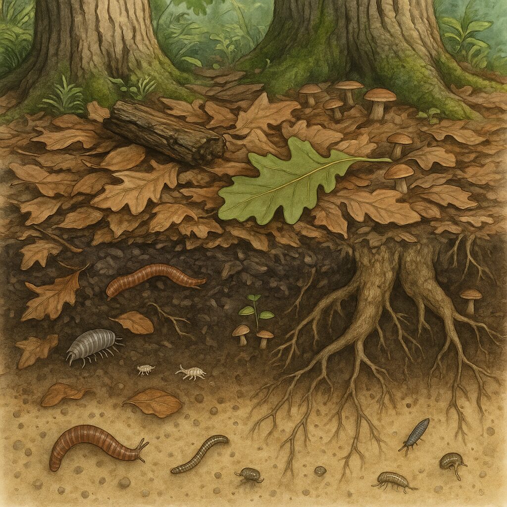 Jak powstaje humus leśny i dlaczego jest tak ważny dla życia w glebie.