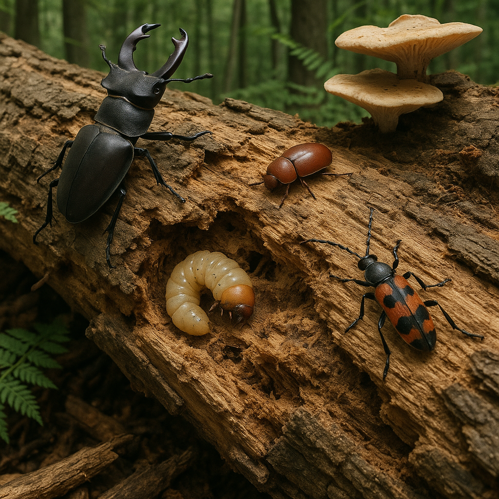 Jakie znaczenie mają owady saproksyliczne – te, które żyją w martwym drewnie.