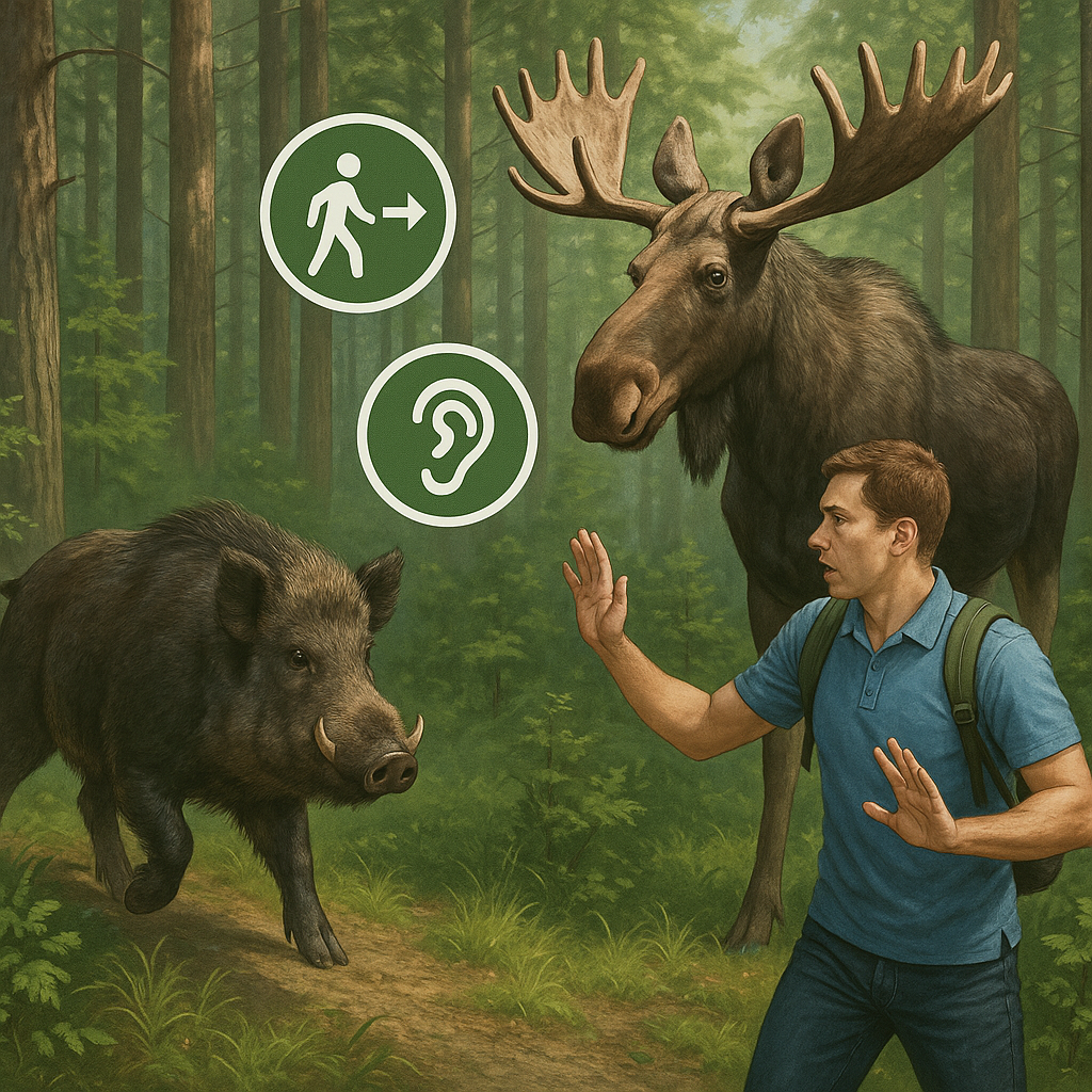 Las a dzikie zwierzęta – jak zachować się podczas spotkania z dzikiem lub łosiem.