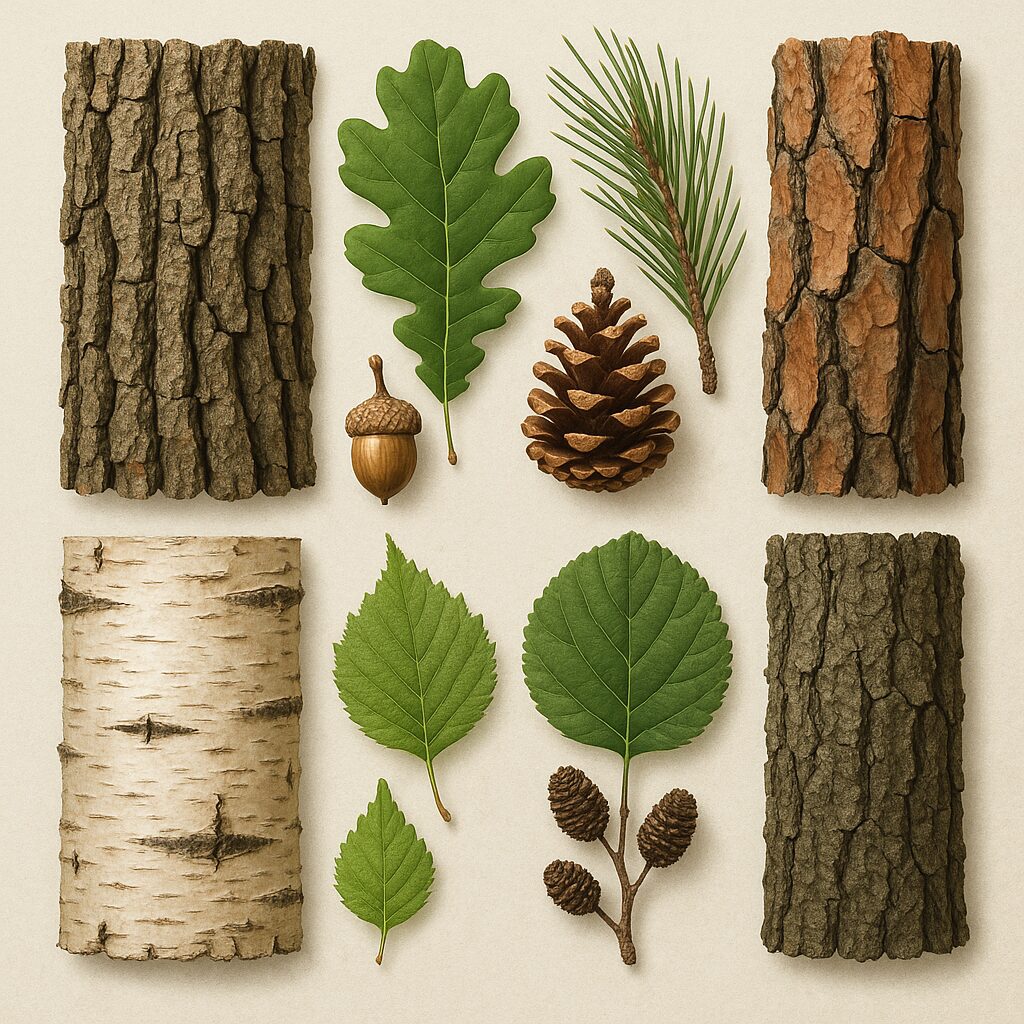 Jak rozpoznawać gatunki drzew po korze, liściach i szyszkach.