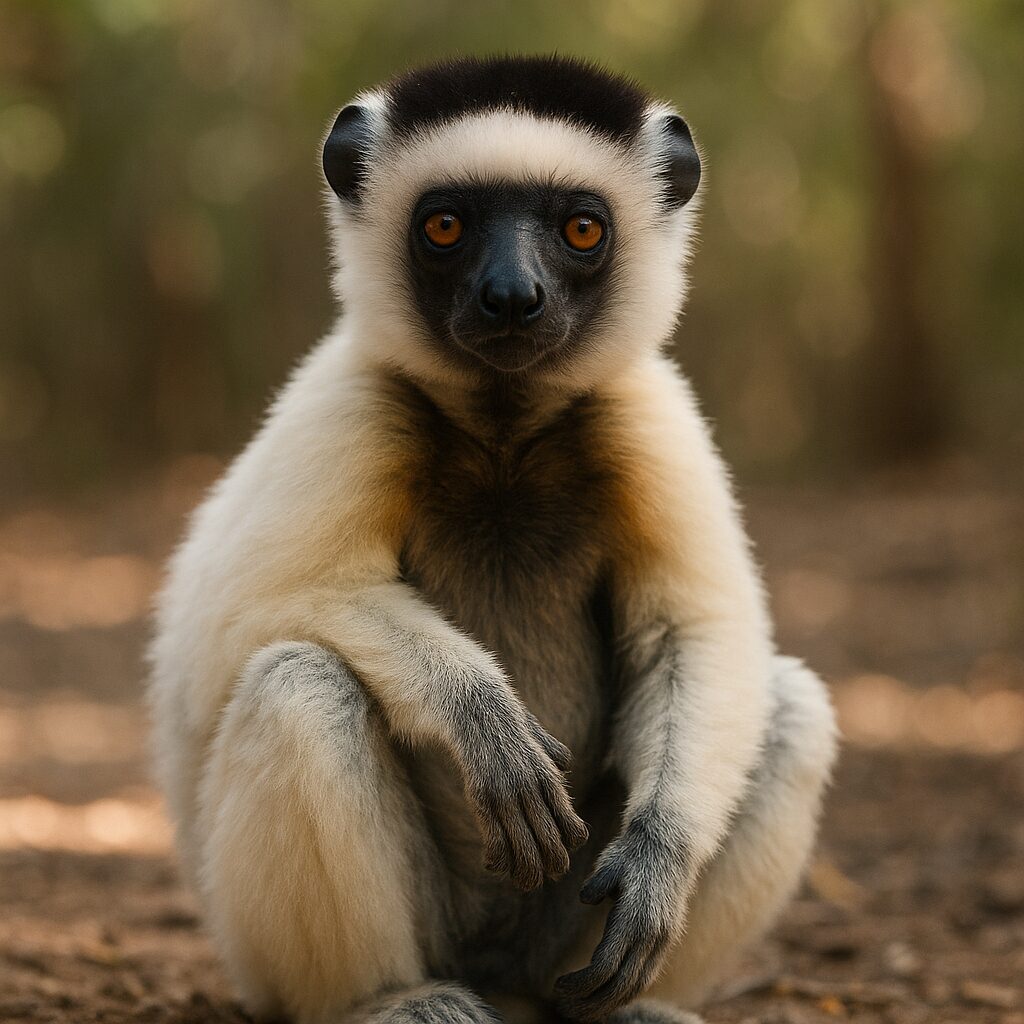 Sifaka białoczelny – Propithecus verreauxi