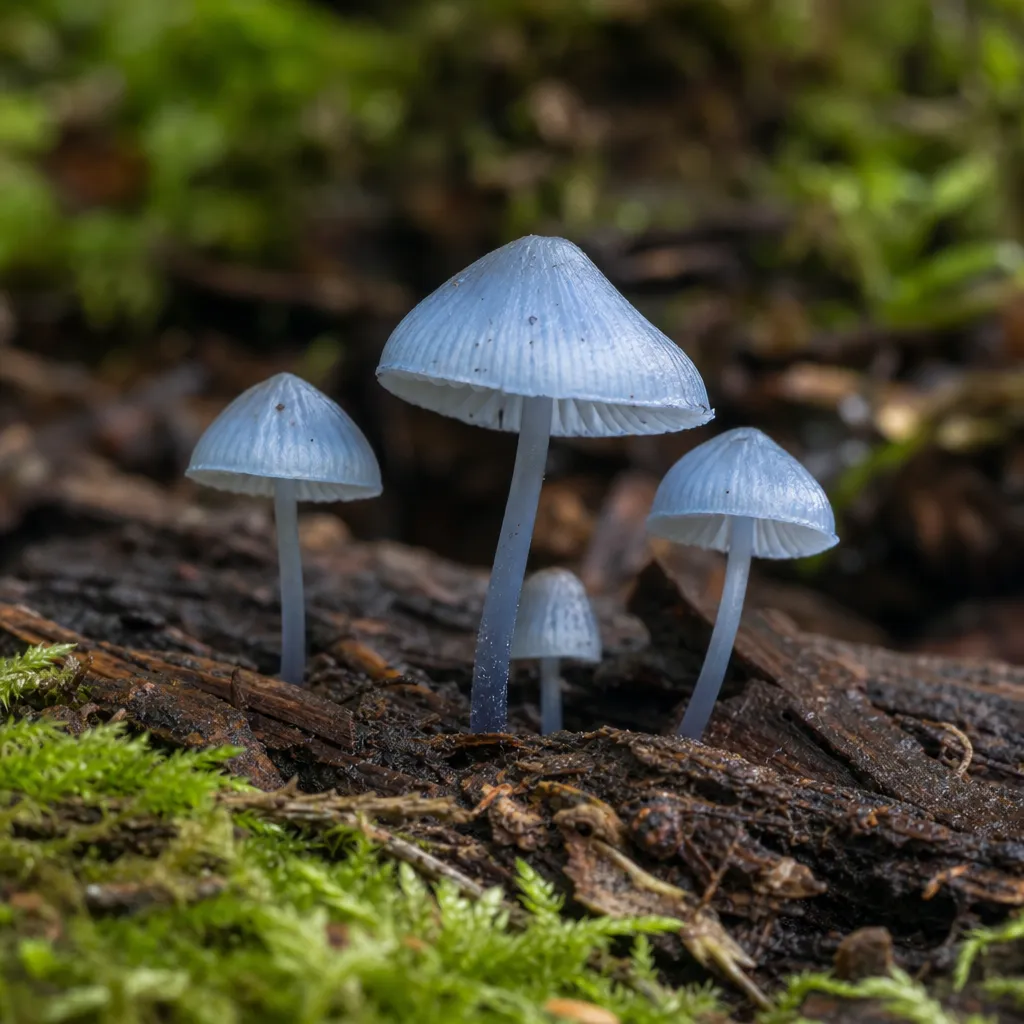 Grzybówka błękitna - Mycena interrupta